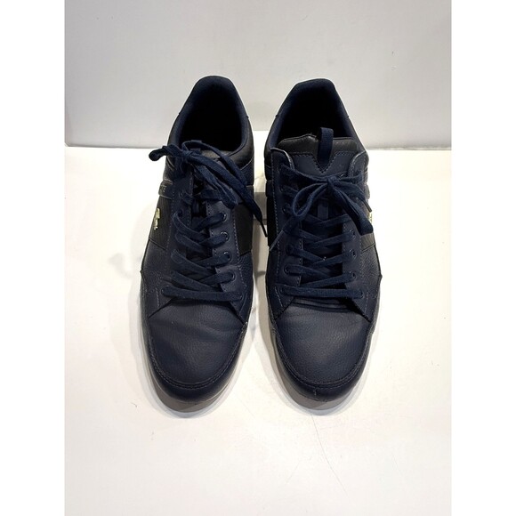 Lacoste Shoes Mens Size 13 Navy Blue Leather Low Top Casual Sneakers Gold Logo main image 10